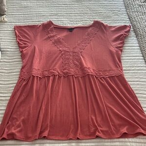 Torrid Pink Lace Trim Blouse